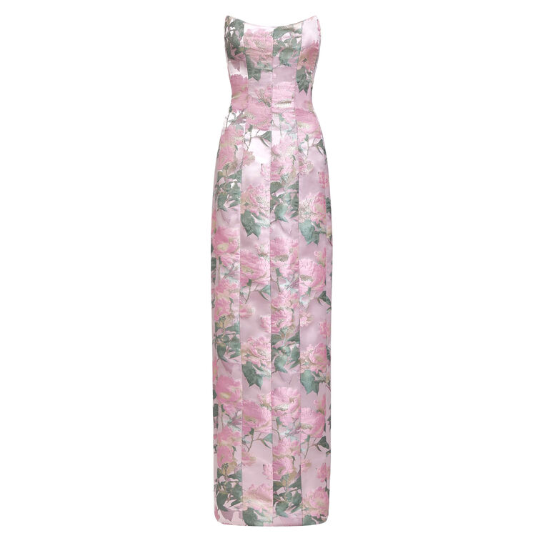 Odessa Brocade Strapless Column Gown image number null