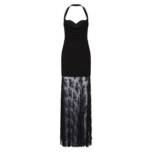 Milena Halterneck Lace Hem Gown