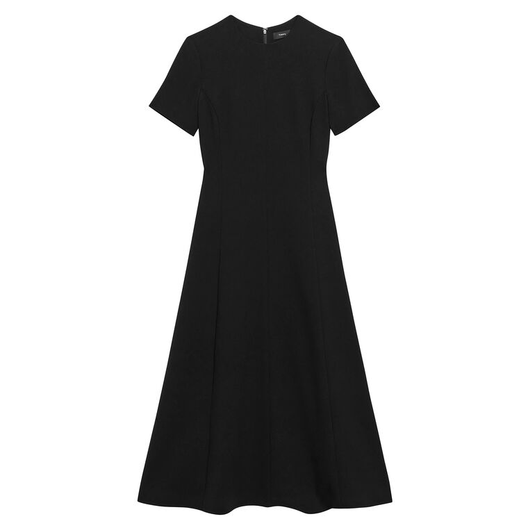 Admiral Crepe Flared Short-Sleeve Midi Dress image number null