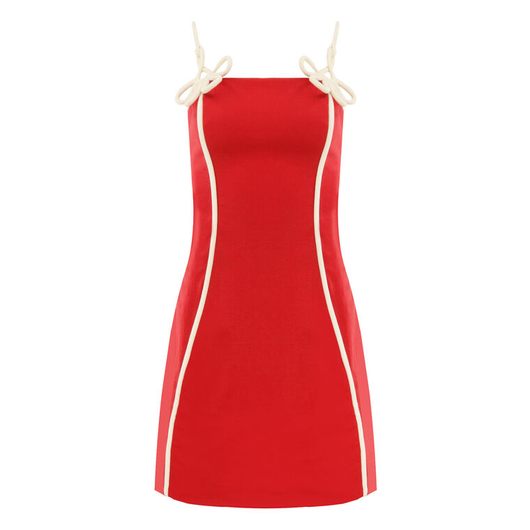 Contrast Piping Sun Dress image number null