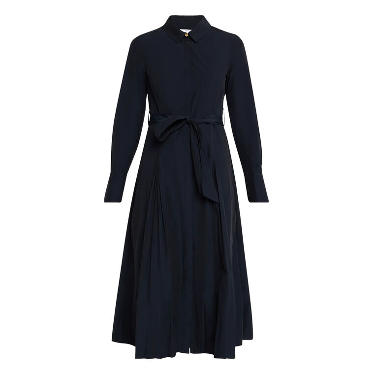 Annette Long Sleeve Pleated Midi Shirt Dress image number null