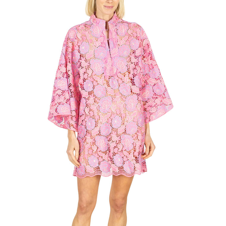 Rosette Shimmer Lace Mini Caftan image number null