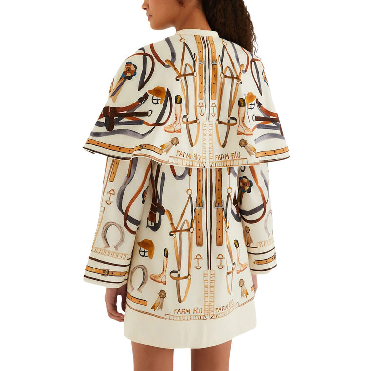 Equestrian Scarf Long Sleeve Cape Mini Dress image number null