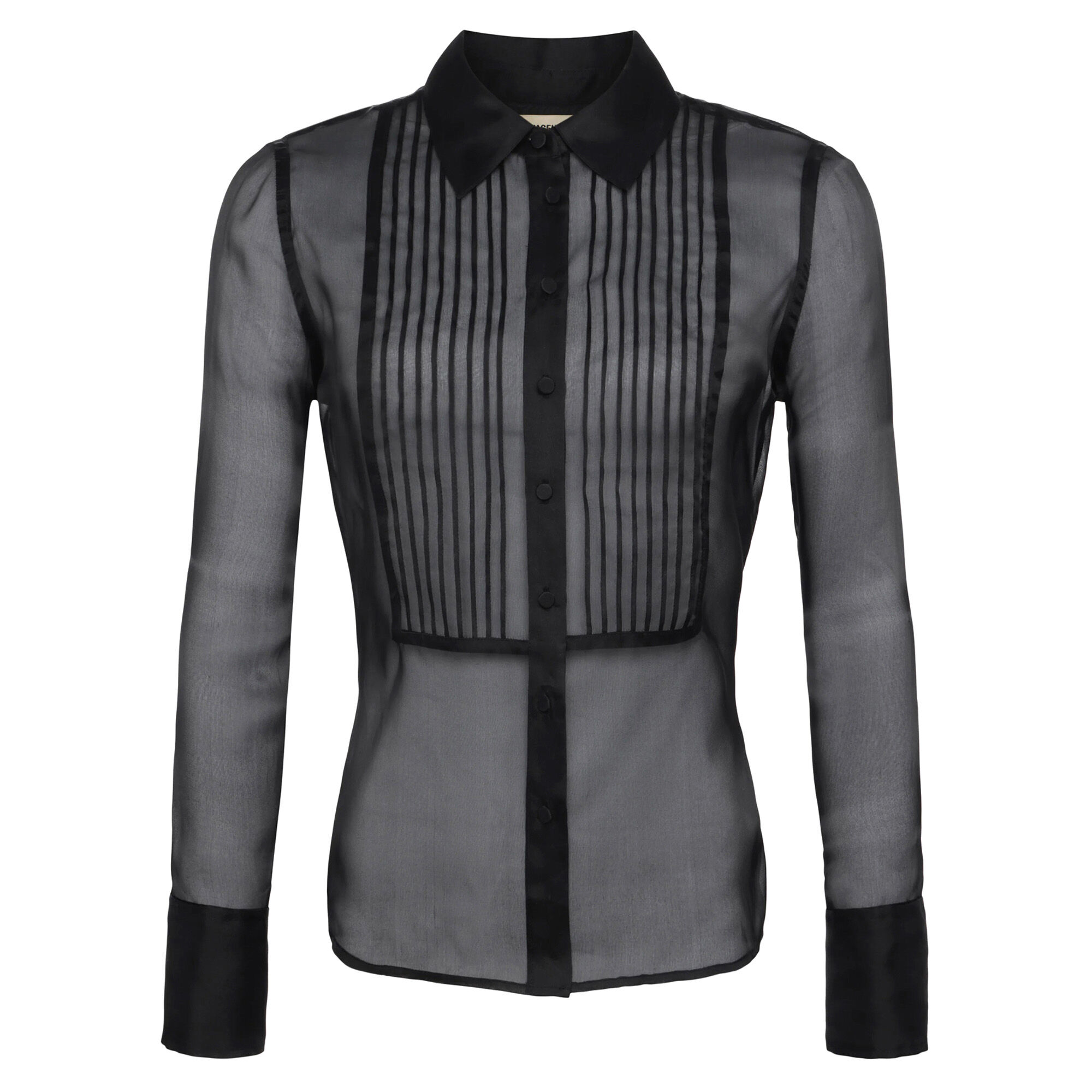 sheer tuxedo blouse