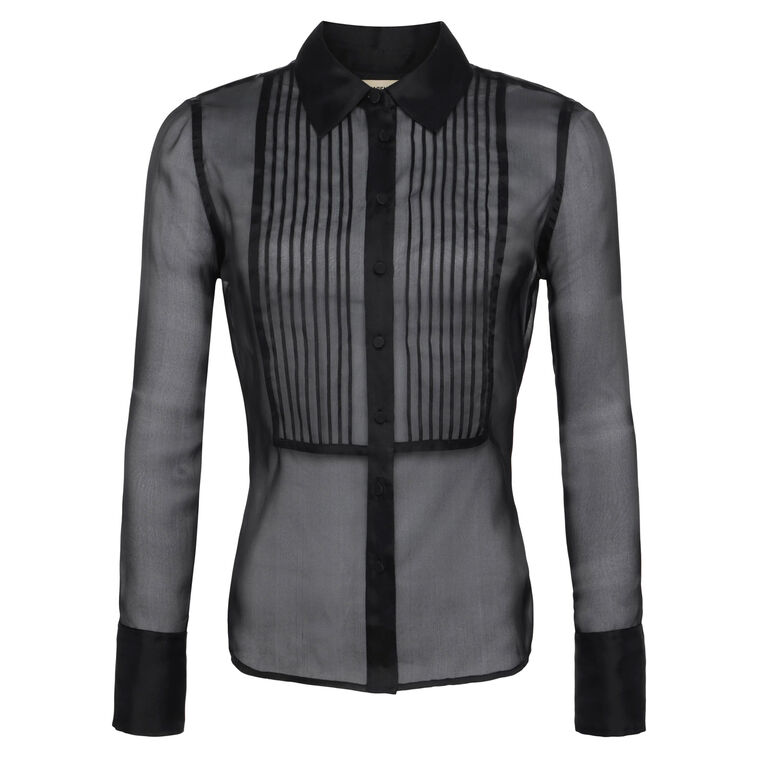 Divya Silk Sheer Tuxedo Shirt image number null