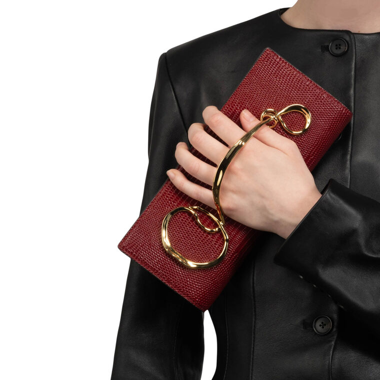 Twisted Gold Side Handle Clutch image number null