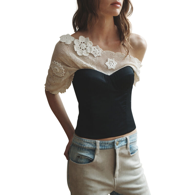 Beau Crochet Drape Bustier Top image number null