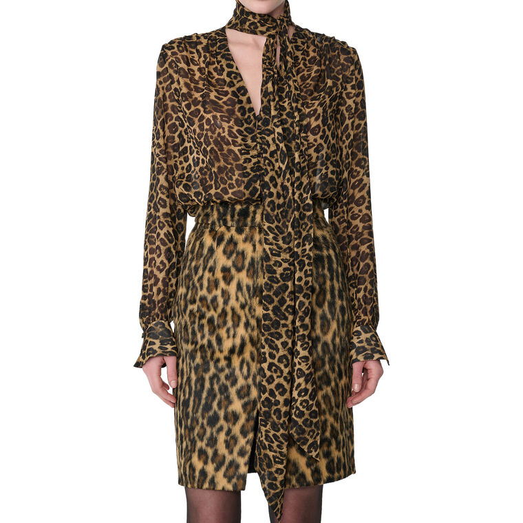 Kaila Tie Neck Button-Front Blouse image number null