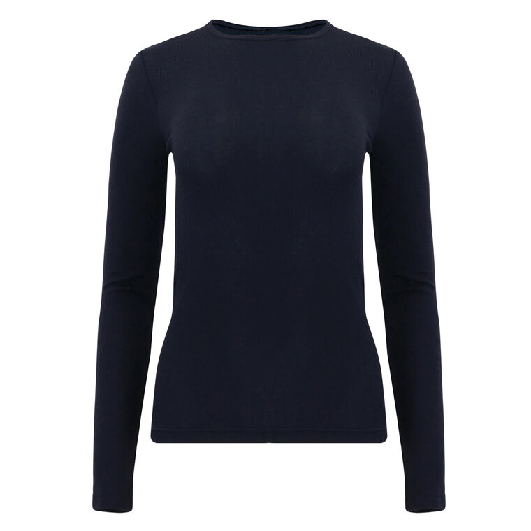 Circular Ribbed Crewneck Pullover T-Shirt image number null