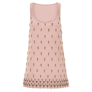 Delma Sleeveless Beaded Mini Dress