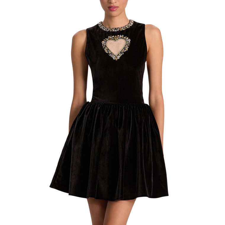 Ella Embellished Velvet Sleeveless Drop Waist Mini Dress image number null