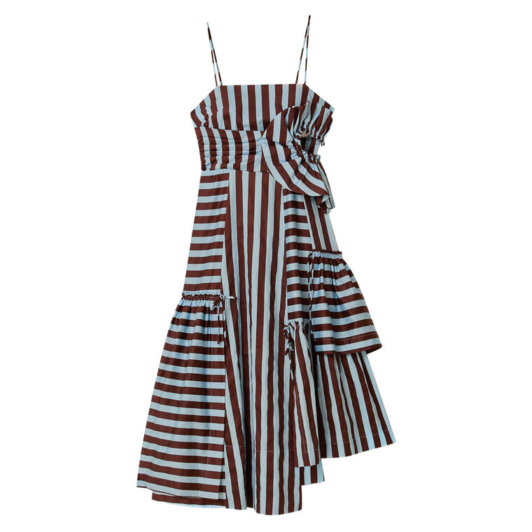 Tropical Flight Stripes Organic Cotton Midi Dress image number null