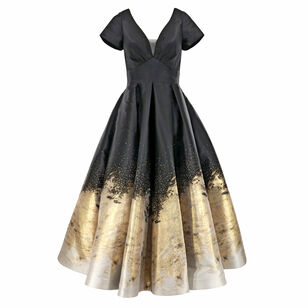 Deep V-Neck Brocade Dress