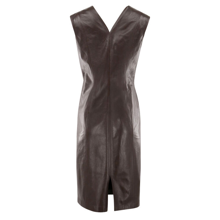 Light Smooth Nappa Leather Midi Dress image number null