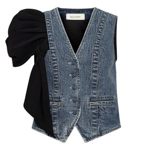 Paula Denim Vest With Crepe Bustle