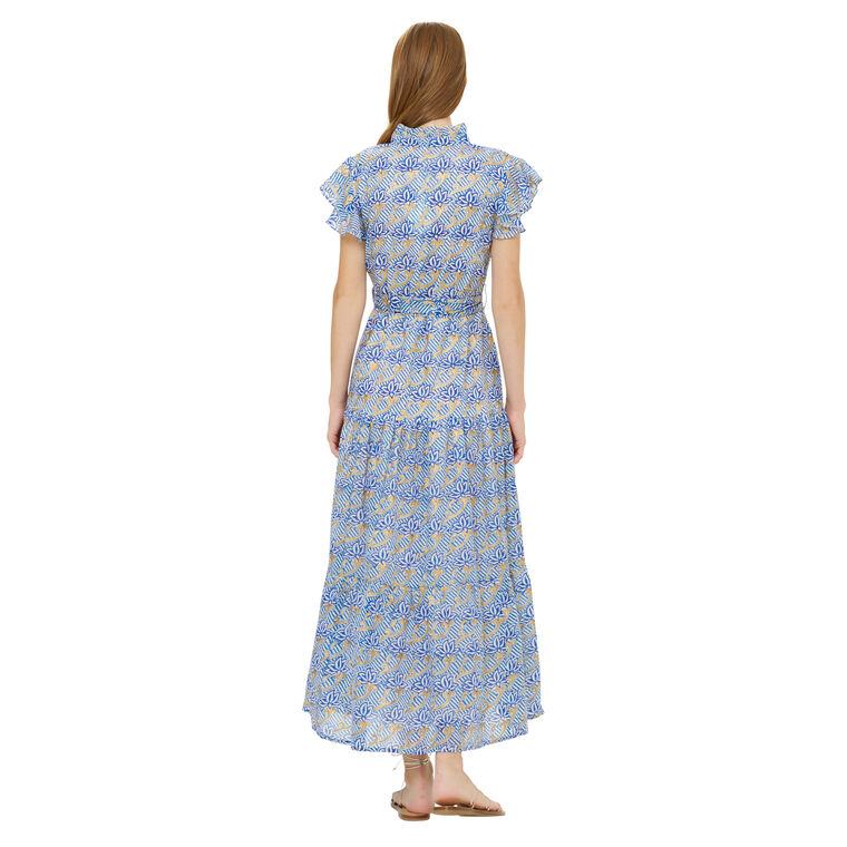 Ruffle Collar Button Maxi Dress image number null