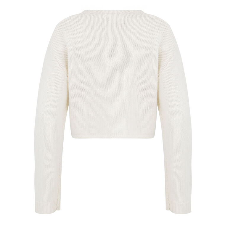 Bianco Cashmere Cropped V-Neck Cardigan image number null