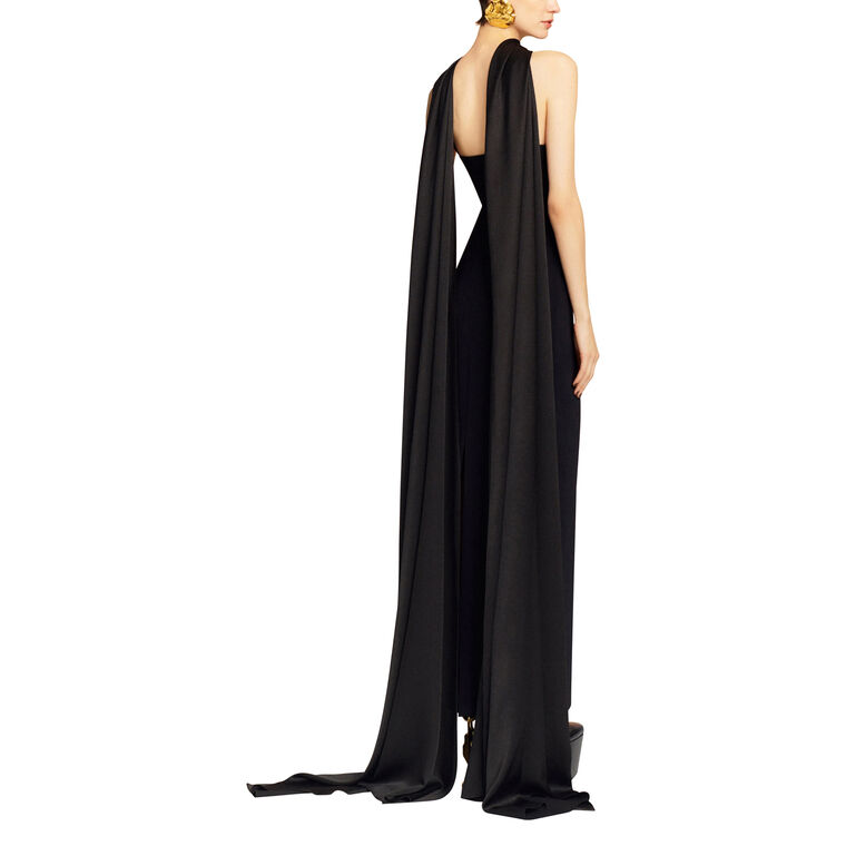 Ophelia Halter Neck Maxi Dress With Scarf image number null