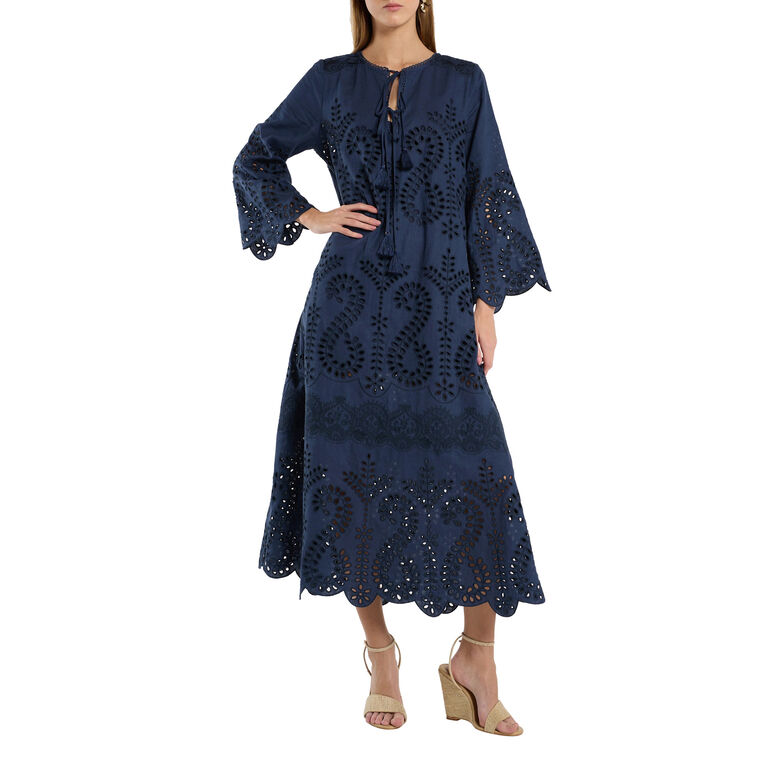 Norah Long Sleeve Embroidery Midi Dress image number null