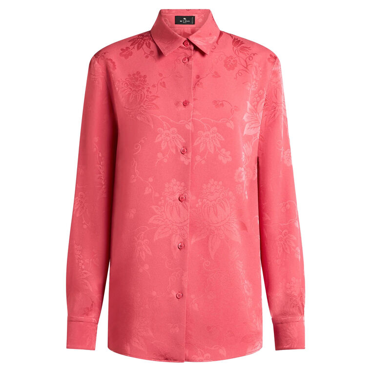 Floral-Jacquard Button Front Blouse image number null