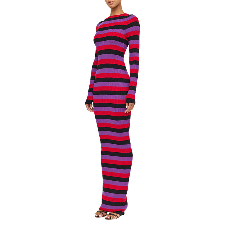 Valia Long Sleeve Ribbed Knit Maxi Dress image number null