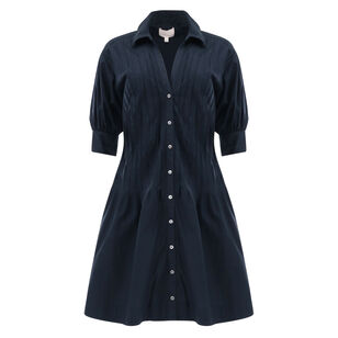 Monty Pleated Puff-Sleeve Dress