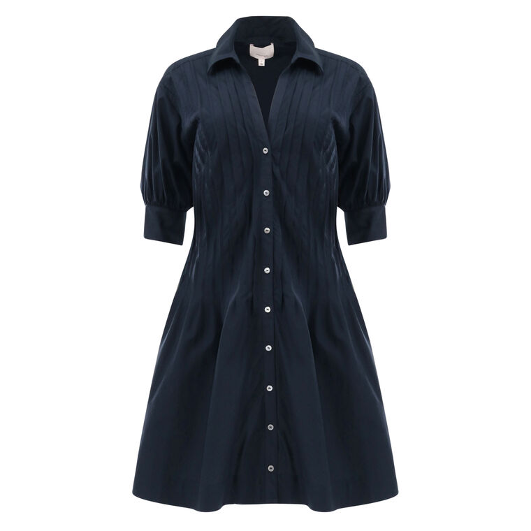 Monty Pleated Puff-Sleeve Dress image number null