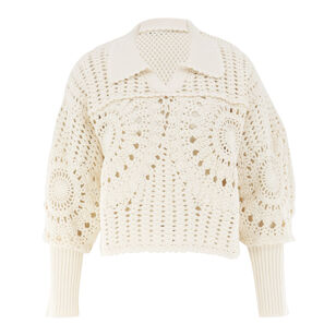 Long Sleeve Polo Crochet Sweater