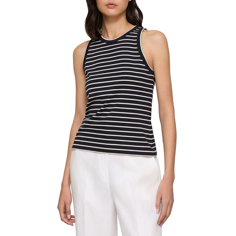 Striped Cotton Rib Racerback Tank image number null