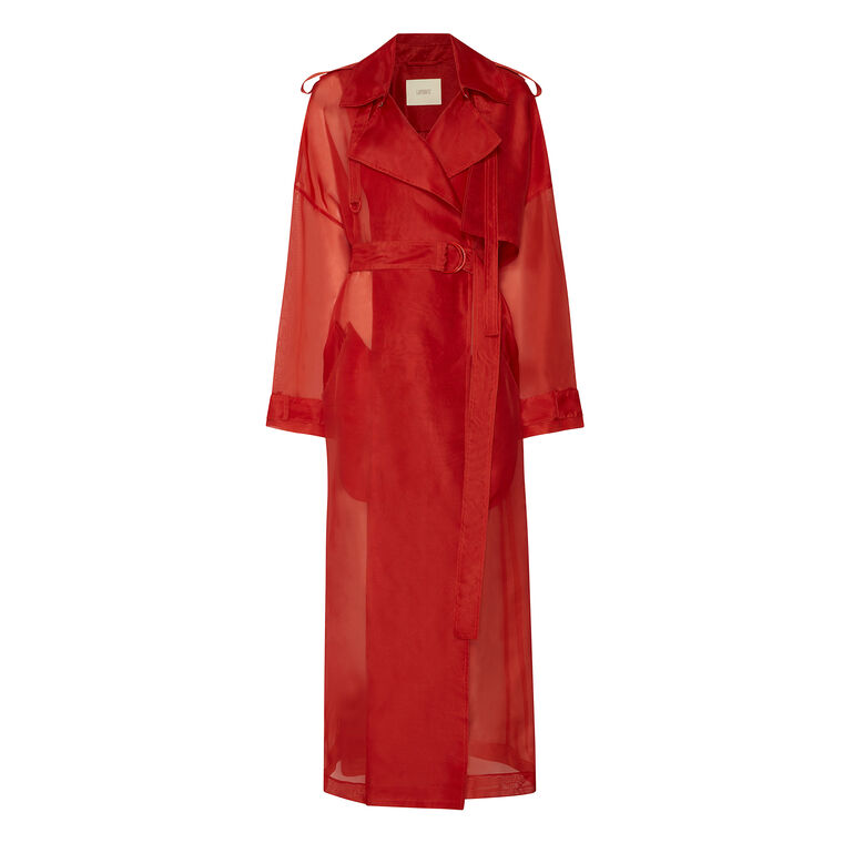 Organza Double Breasted Trench Coat image number null