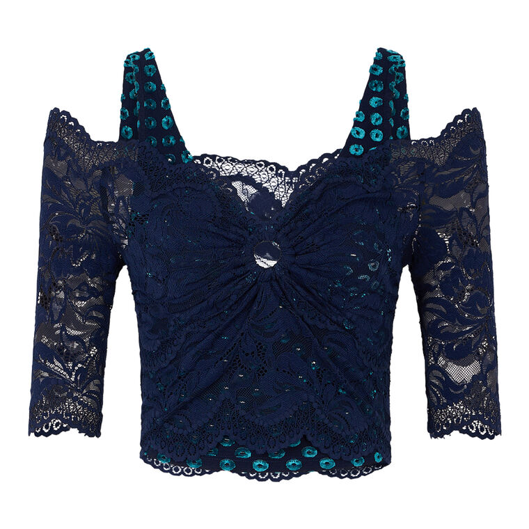 Short Sleeve Lace Crop Top image number null