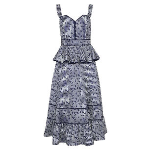 Lacey Sleeveless Peplum Midi Dress