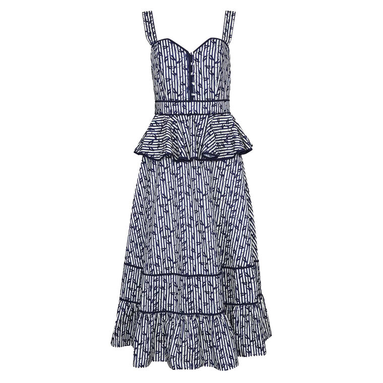 Lacey Sleeveless Peplum Midi Dress image number null