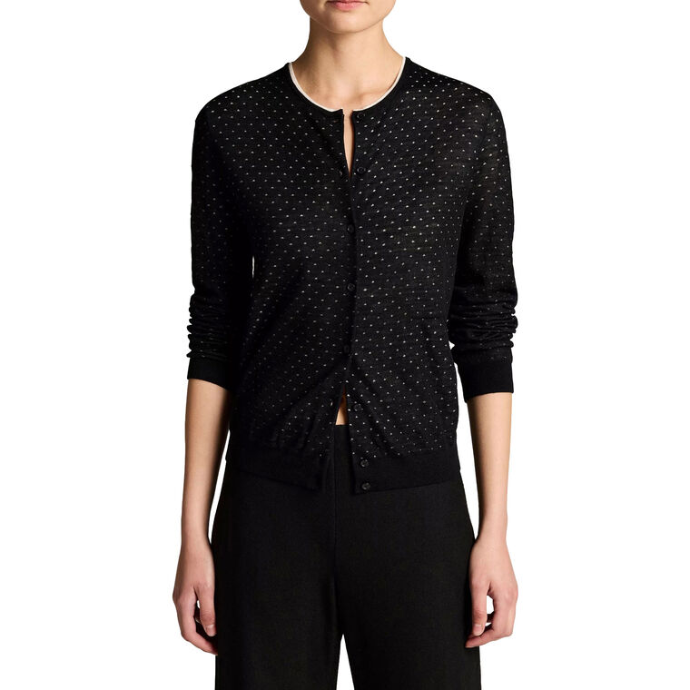 Dot Motif Crew Neck Cardigan image number null