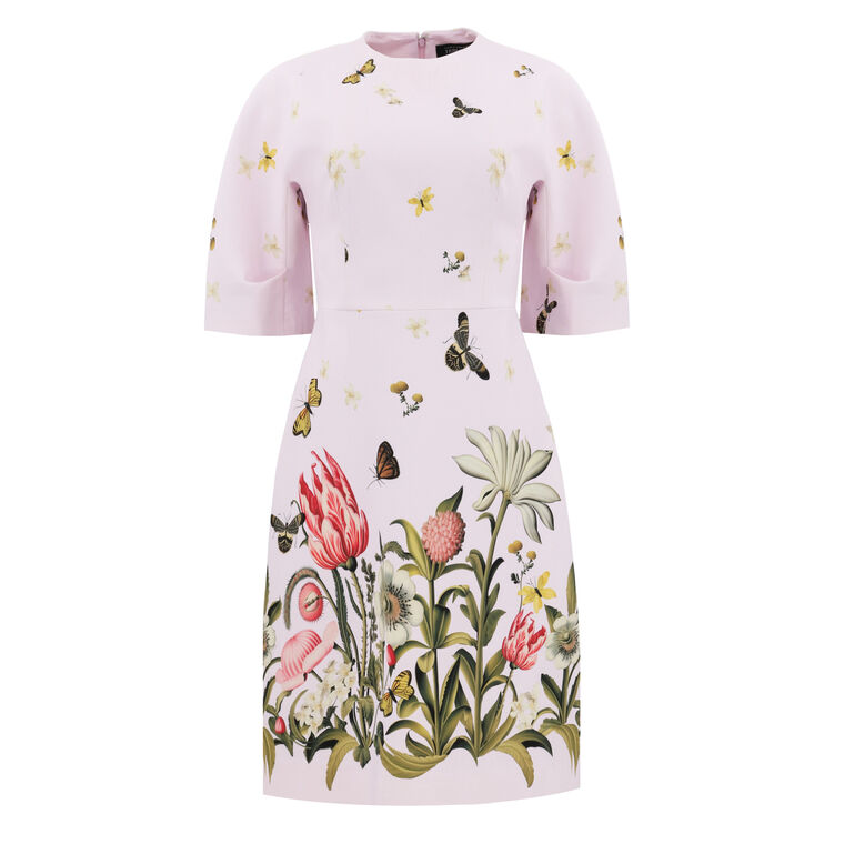 Crepe Butterfly Border Print Sheath Dress image number null