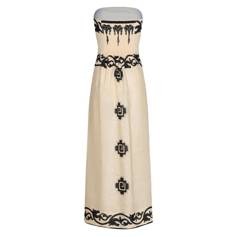 Ancient Strapless Linen Ankle-Length Dress image number null