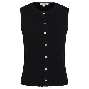 Ribbed Button Up Sweater Shell
