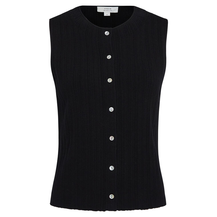 Ribbed Button Up Sweater Shell image number null