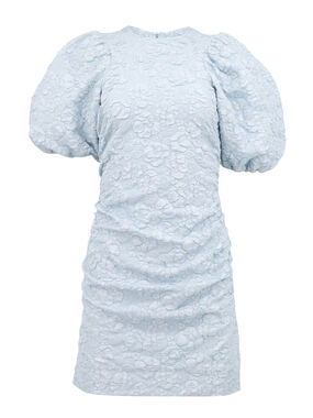 Stretch Jacquard Puff Sleeve Mini Dress