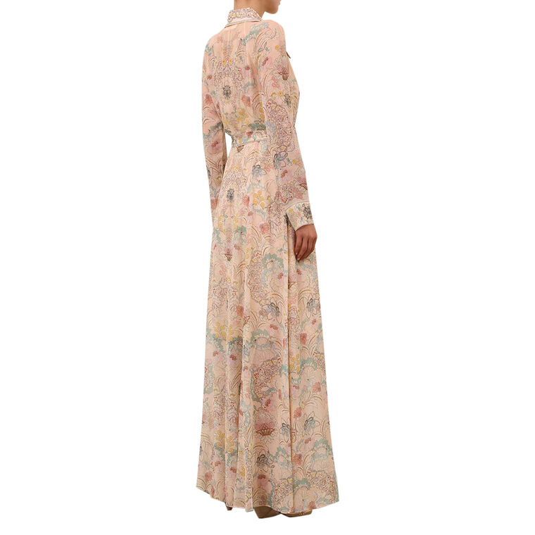 Rebellion Long Sleeve Pussybow Maxi Shirt Dress image number null