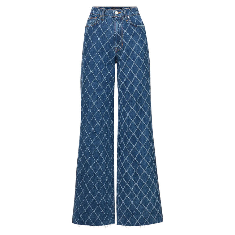 Taylor Diamond Printed Wide-Leg Jean image number null