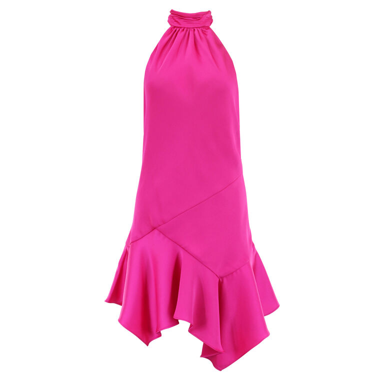 Nari Sleeveless High Neck Handerkerchief Hem Mini Dress image number null