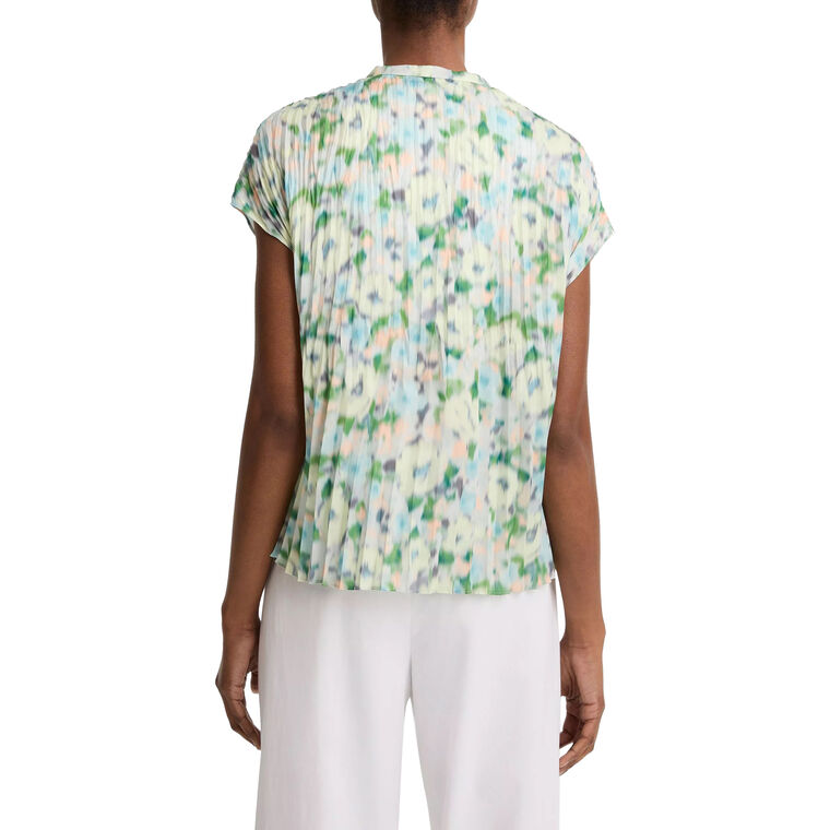 Painted Garden Pleated Cap-Sleeve Top image number null