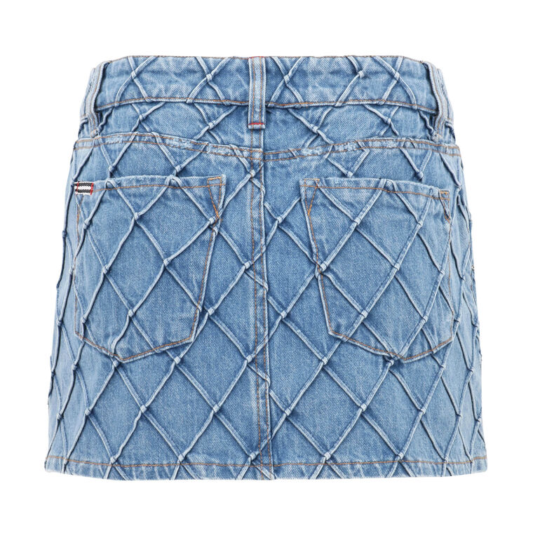 Joss Quilted Embellished Denim Mini Skirt image number null