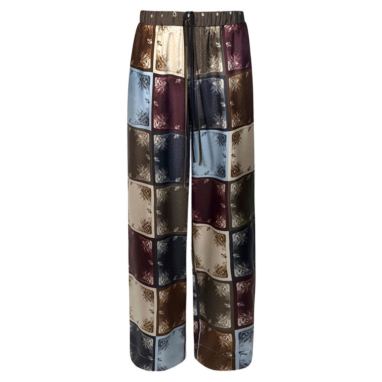 Double Waistband Wide-Leg Silk Pull-On Pant image number null