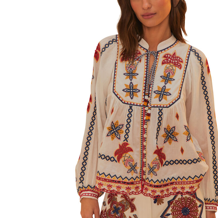 Mary's Tiles Embroidered Blouse image number null