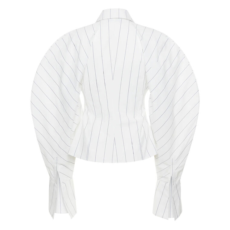 Puff Sleeve Button-Up Shirt With Tie image number null