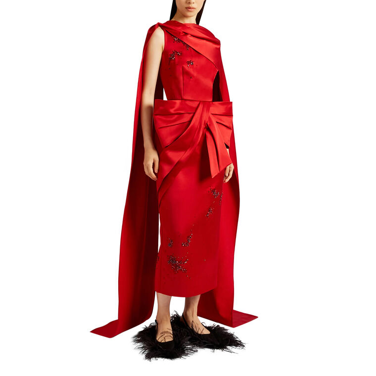 Draped Scarf With Bow Detail Cocktail Dress