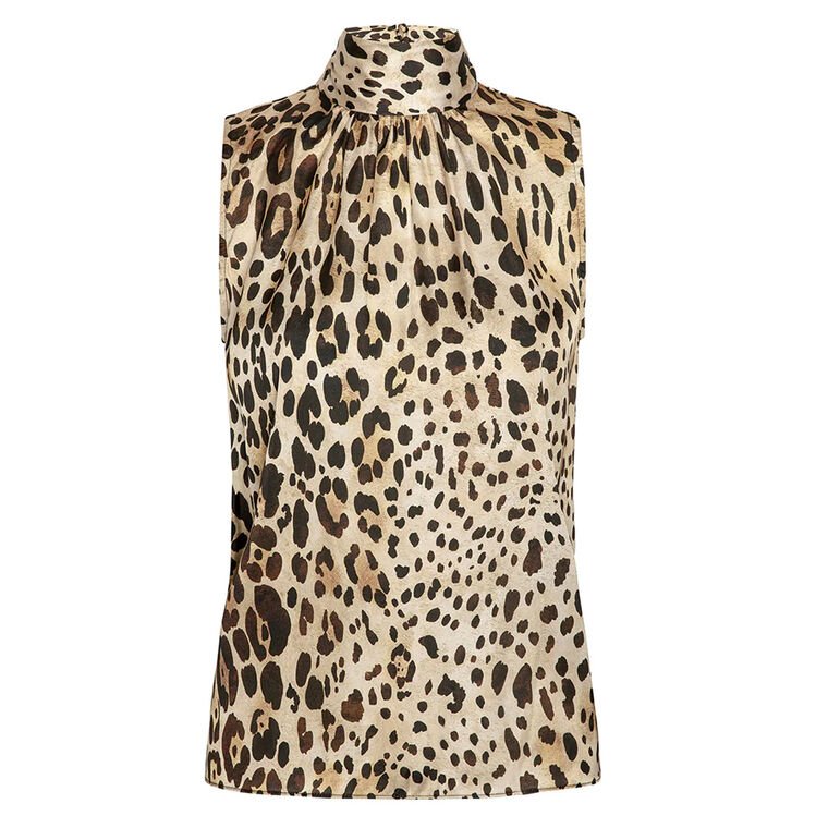 Luka Sleeveless High Neck Satin Top image number null