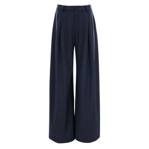 Pinstripe Wool Pleated Trouser